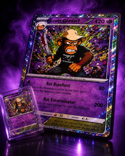 WSG "KILL ALL RATS" SCOTÉMON MOODMAT & CHASE CARD - WHO'S SCOTT GREEN???